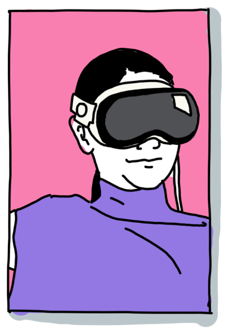 a poster with a woman wearing a mixed reality headset